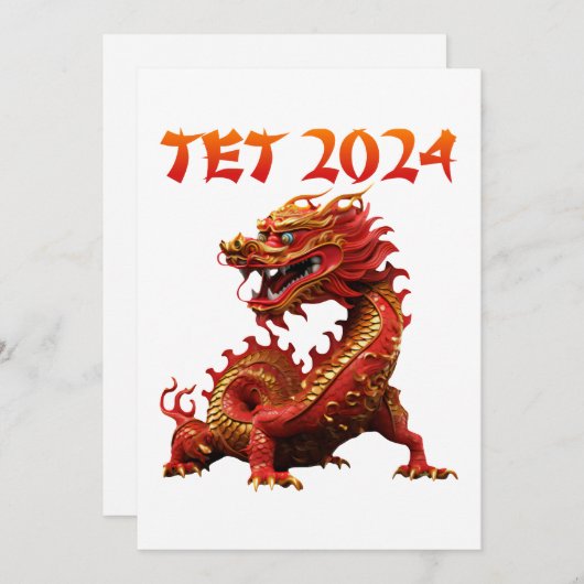 Cartes Pour Fêtes Annuelles Têt 2024 Année du Dragon Nouvel An vietnamien (Devant / Derrière)