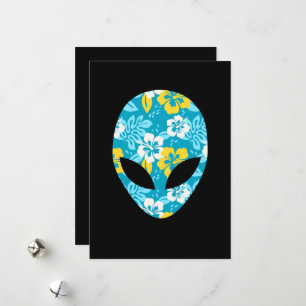 Cartes Pour Fêtes Annuelles Tête d'Alien Hawaïen - Drôle d'Alien