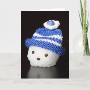 Cartes Pour Fêtes Annuelles Tête de bonhomme de neige en Casquette bleu