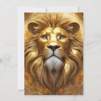 Cartes Pour Fêtes Annuelles Tête de lion doré superbe