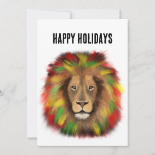 Cartes Pour Fêtes Annuelles Tête de lion Rasta rouge jaune vert dessin Jamaïqu