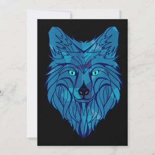 Cartes Pour Fêtes Annuelles Tête de loup bleu Poly