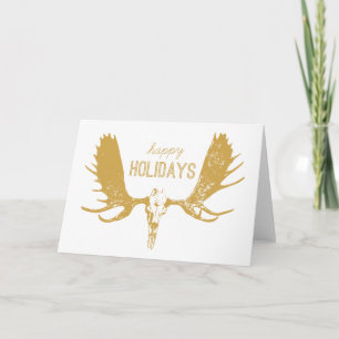Cartes Pour Fêtes Annuelles Tête de Moose en Or Art Chasseur / Boho Joyeux Noë