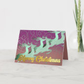 Cartes Pour Fêtes Annuelles Tête de Renne Volant en Argile Violette à la Menth (Devant)