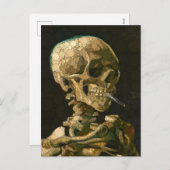 Cartes Pour Fêtes Annuelles Tête d'un squelette avec une cigarette brûlante, p (Devant / Derrière)