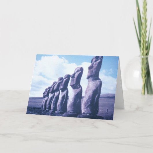 Cartes Pour Fêtes Annuelles Têtes de Moai d'île de Pâques (Devant)