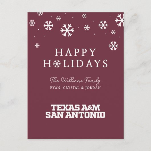 Cartes Pour Fêtes Annuelles Texas A&M San Antonio (Devant)