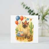 Cartes Pour Fêtes Annuelles Texas Birthday Themed for Cat Lovers (Debout devant)