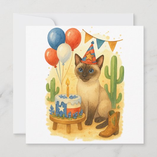 Cartes Pour Fêtes Annuelles Texas Birthday Themed for Cat Lovers (Devant)