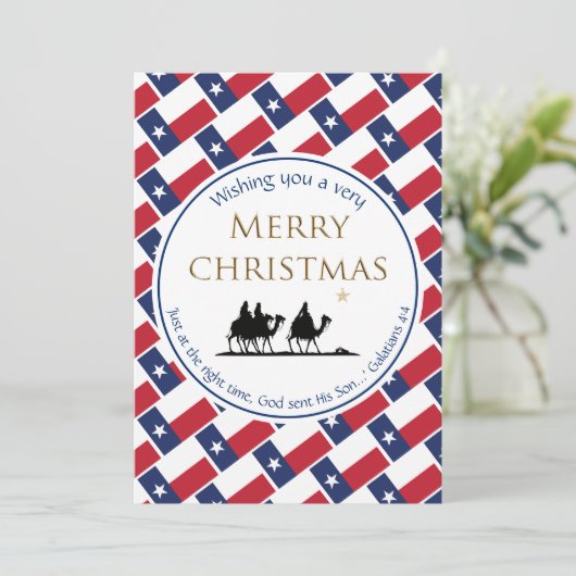 Cartes Pour Fêtes Annuelles TEXAS FLAG Three Wise Men TEXAN Christmas (Debout devant)