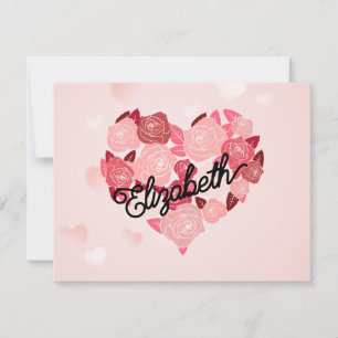 Cartes Pour Fêtes Annuelles Texte calligraphique Rétro Boho Floral I Heart Nam