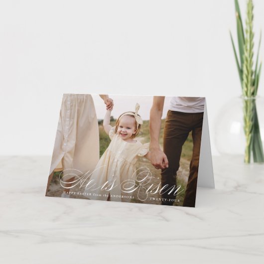 Cartes Pour Fêtes Annuelles Texte de Pâques pour photo "Il est ressuscité" (Devant)