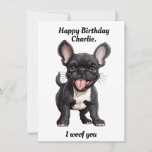 Texte personnalisé, anniversaire Frenchie chiot an
