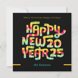 Cartes Pour Fêtes Annuelles Texte personnalisé coloré Bonne année 2025 modifia
