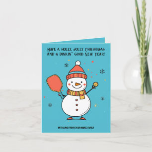 Cartes Pour Fêtes Annuelles Texte personnalisé Dinking Snowman