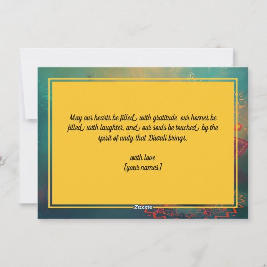 Cartes Pour Fêtes Annuelles Texte personnalisé, Diwali Ethereal Lights (Dos)