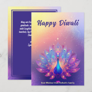 Cartes Pour Fêtes Annuelles Texte personnalisé, Diwali Peacock Splendor