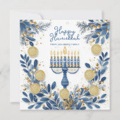 Cartes Pour Fêtes Annuelles Texte personnalisé Festive Foliage Hanoukka (Devant)