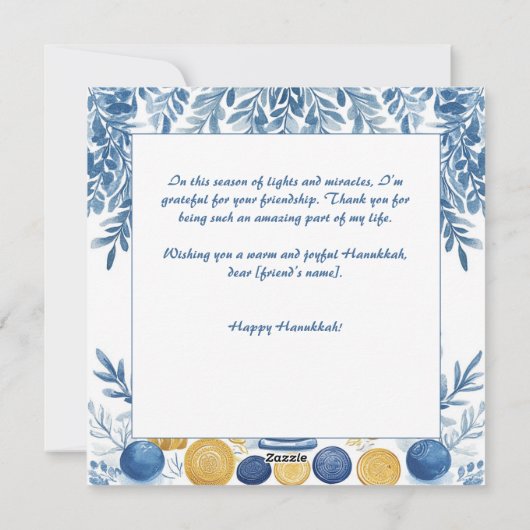 Cartes Pour Fêtes Annuelles Texte personnalisé Festive Foliage Hanoukka (Dos)