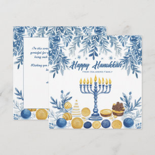 Cartes Pour Fêtes Annuelles Texte personnalisé Festive Foliage Hanoukka