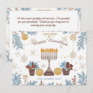 Cartes Pour Fêtes Annuelles Texte personnalisé Menorah Glow : une aquarelle Ha