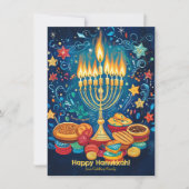 Cartes Pour Fêtes Annuelles Texte personnalisé Menorah Salutation magique (Devant)