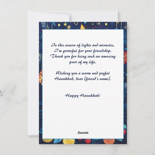 Cartes Pour Fêtes Annuelles Texte personnalisé Salutations du Festival lumineu (Dos)