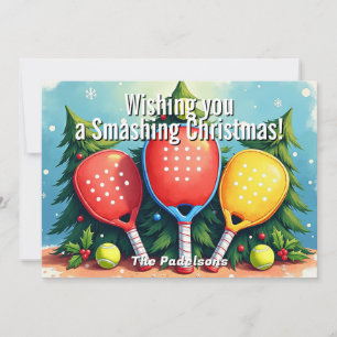 Cartes Pour Fêtes Annuelles 🎾🎄Texte personnalisé, Smash & Sparkle