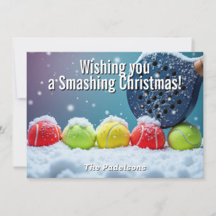 Cartes Pour Fêtes Annuelles 🎾🎄Texte personnalisé, Snow Court Smash