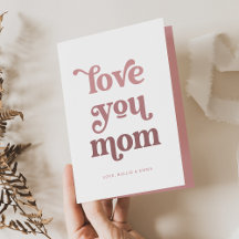 Texte rétro Boho | Love you Mom Gradient Pink Phot