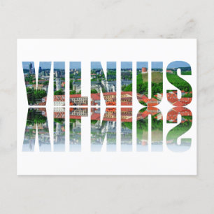 Cartes Pour Fêtes Annuelles Texte Vilnius avec réflexion
