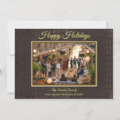 Cartes Pour Fêtes Annuelles Texture de faux cuir d'alligator marron imprimée p (Devant)