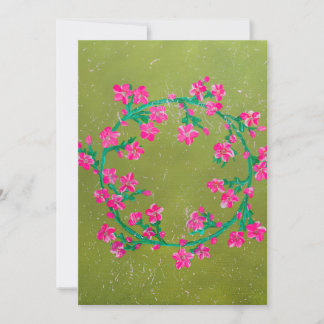 Cartes Pour Fêtes Annuelles Textured Pink Flower Wreath Painting