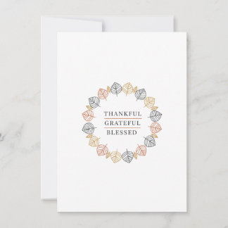 Cartes Pour Fêtes Annuelles "Thankful Grateful Blessed" Elegant Autumn Wreath 