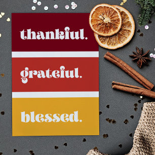 Cartes Pour Fêtes Annuelles Thankful Grateful Blessed Thanksgiving