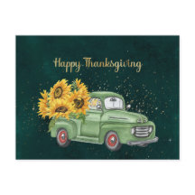 Thankgiving Green Truck Sunflowers Business