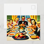 Cartes Pour Fêtes Annuelles Thanksgiving 1950s Style (Devant / Derrière)