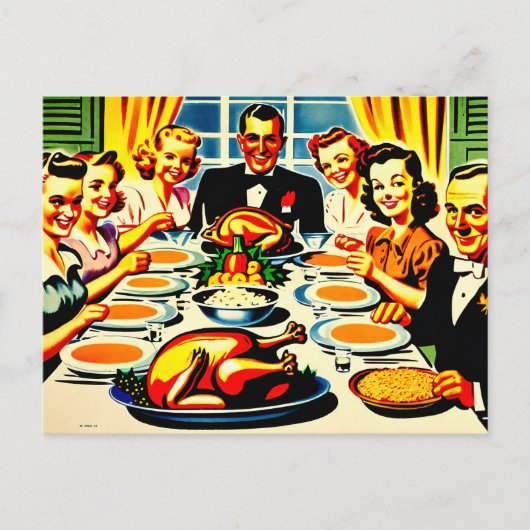 Cartes Pour Fêtes Annuelles Thanksgiving 1950s Style (Devant)