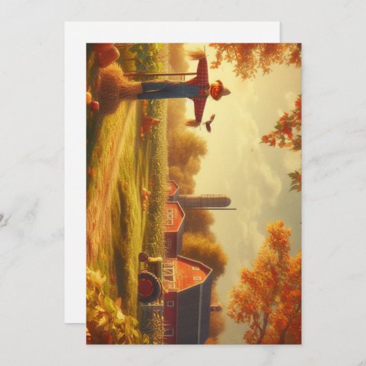 Cartes Pour Fêtes Annuelles Thanksgiving/Automne/Automne/Automne sur la ferme (Devant / Derrière)