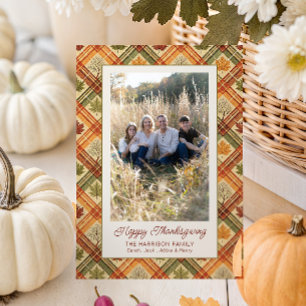 Cartes Pour Fêtes Annuelles Thanksgiving Automne Automne Plaid Photo