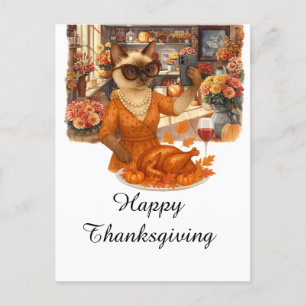 Cartes Pour Fêtes Annuelles Thanksgiving Automne thème Chat Aime prendre photo