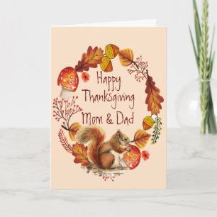 Cartes Pour Fêtes Annuelles Thanksgiving Automne Wire Squirrel Maman Papa