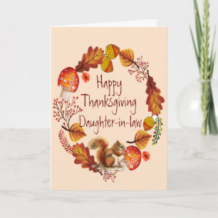Cartes Pour Fêtes Annuelles Thanksgiving Autumn Wreath Squirre Belle-fille