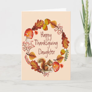Cartes Pour Fêtes Annuelles Thanksgiving Autumn Wreath Wren Bird Daughter