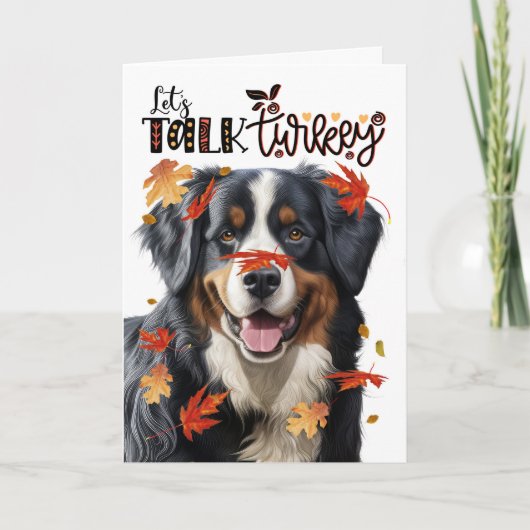 Cartes Pour Fêtes Annuelles Thanksgiving Bernese Mountain Dog Parle Turquie (Devant)