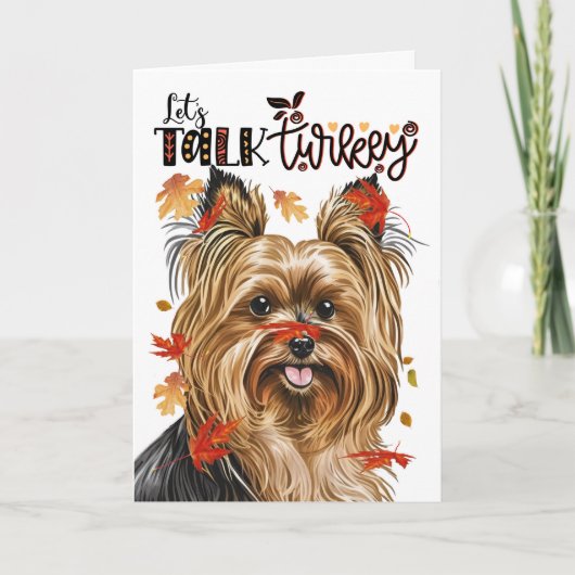 Cartes Pour Fêtes Annuelles Thanksgiving Biewer Terrier Dog Parlons Turquie (Devant)