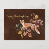 Cartes Pour Fêtes Annuelles Thanksgiving Brown Fox Feuilles (Devant)