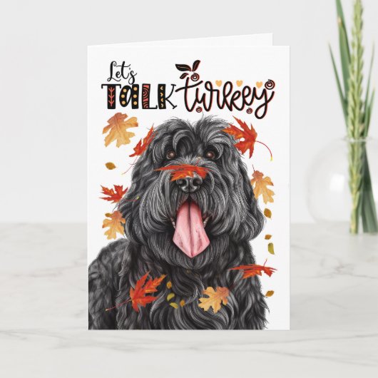 Cartes Pour Fêtes Annuelles Thanksgiving Chien Russe Noir Parlons Turquie (Devant)
