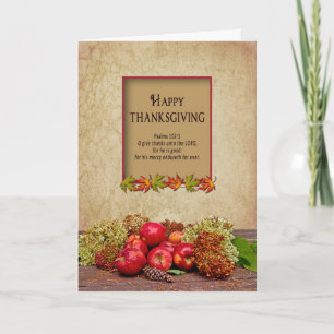 Cartes Pour Fêtes Annuelles Thanksgiving - Christian - Pommes/Hydrangeas Autom