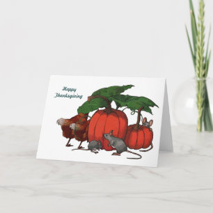 Cartes Pour Fêtes Annuelles Thanksgiving : Citrouilles, souris, poulets : Art